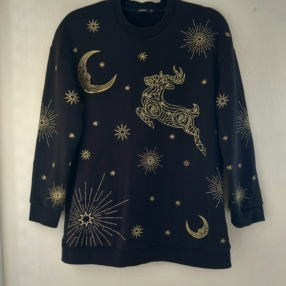 MOMA GOLD EMBROIDERED REINDEER/MOON SWEATSHIRT - Picture 11 of 11